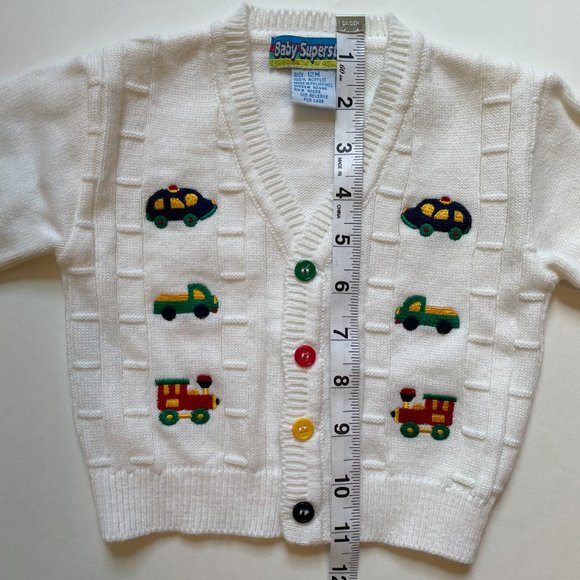 White Multi-Color Button Down Cardigan Sweater by Baby Superstore 12 Months NWOT - Picture 10 of 10